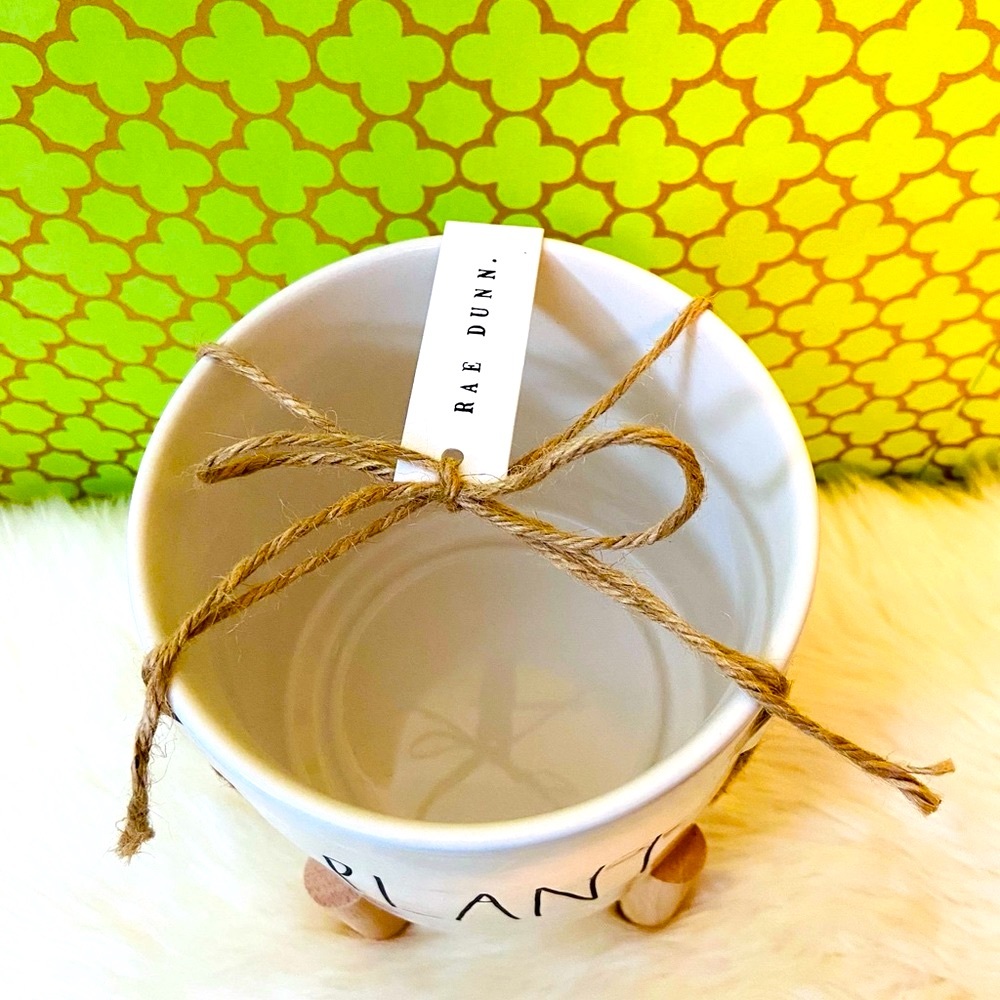 Rae Dunn PLANT Planter with Wooden Stand Mom Gift - Picture 3 of 8